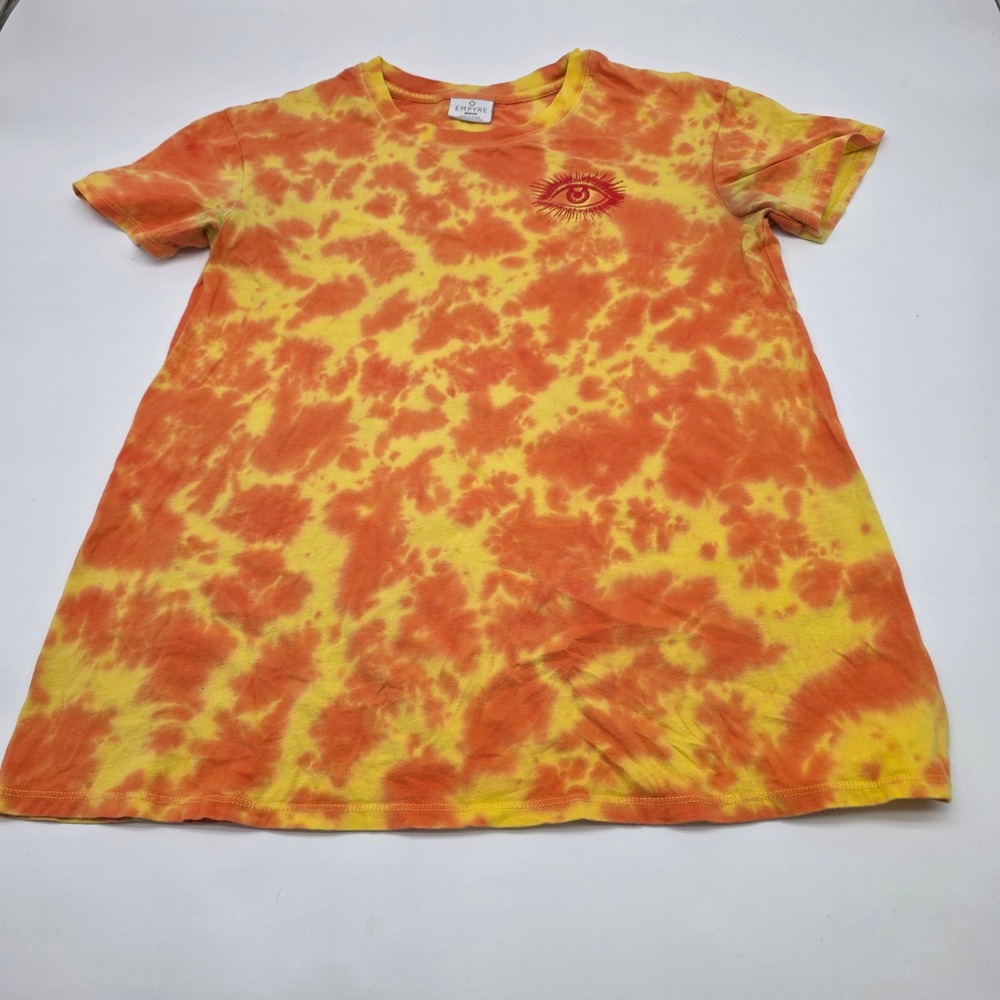 Hippie Graphic T-Shirt Mens Medium Orange Tie Dye Sunflower Eye Snake Grunge